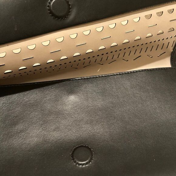 Kate Spade Perforated Leather Envelope Clutch Black Laser Cut Small Bag Preppy - Picture 10 of 14